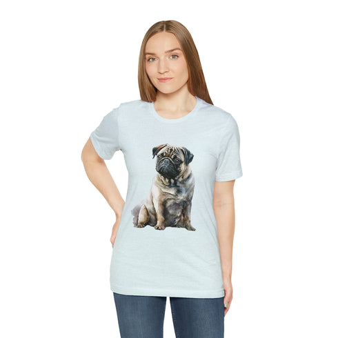 Loving Pug in Watercolor - Short Sleeve Tee